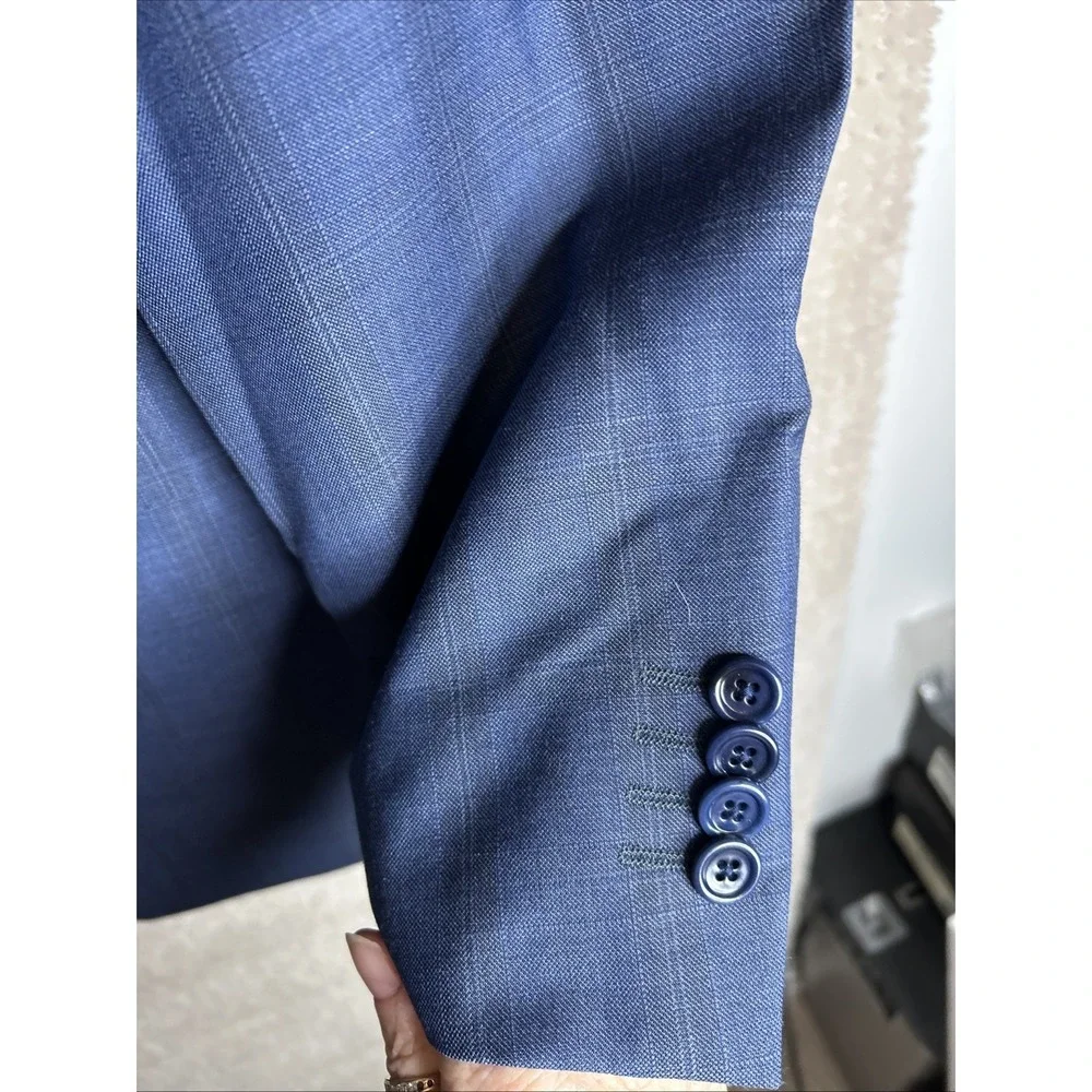Ermenegildo Zegna Traveller Mens Blue Wool Suit Coat And‎ Pants Sz 46R Mod Fit